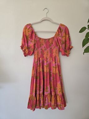 Mister Zimi Size 2 Small Womens Pink Floral Short Dress Above Knee